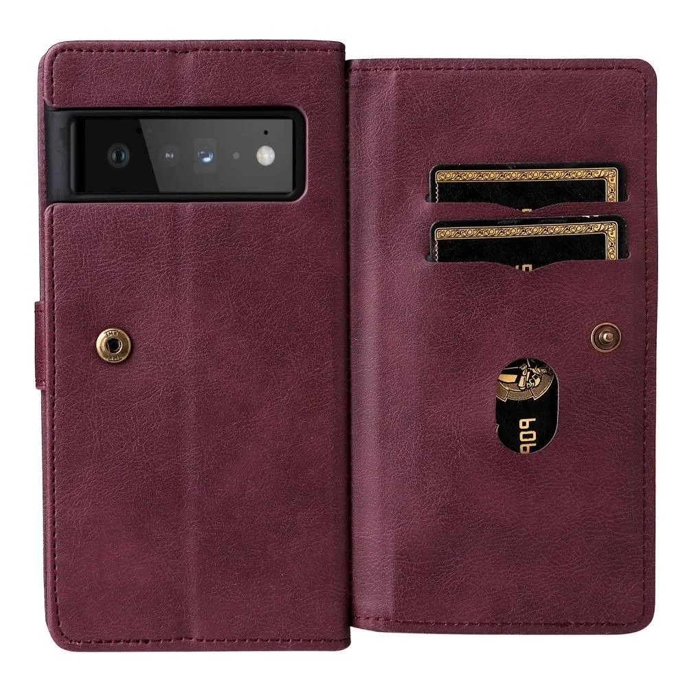 10-slot wallet case for Google Pixel 6 Pro - Wine Red