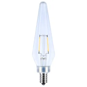 2 Watt Prismatic HX11 LED - 2700K CCT - Candelabra Base - 120 Volt - Clear Finish - 2-Card - 12-Pack