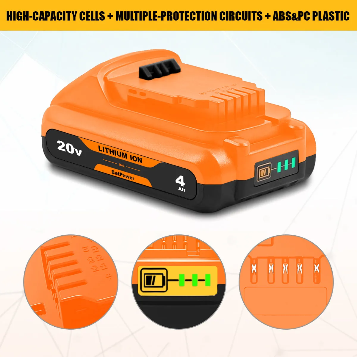 20V MAX Battery Compact 4.0Ah DCB240 Replacement for Dewalt 20V Max Compact Battery 4.0Ah DCB240 Compatible with Dewalt 20V 4Ah Compact Battery DCB240