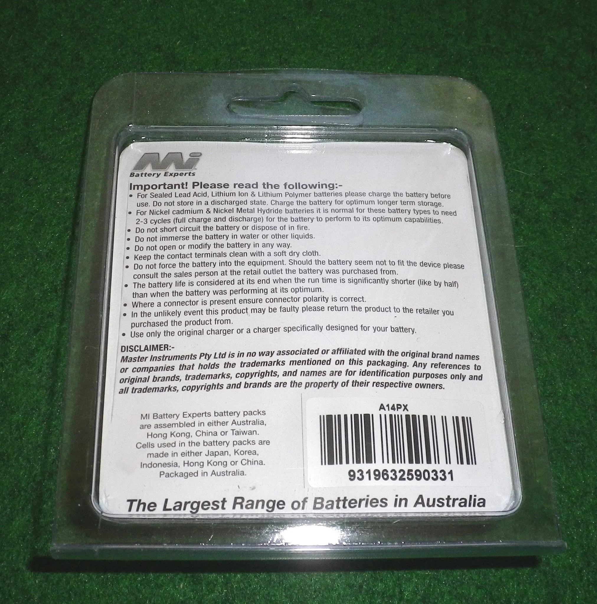 3.0Volt 420mAh Photographic Camera Battery 16mm x 17mm - Part # A14PX