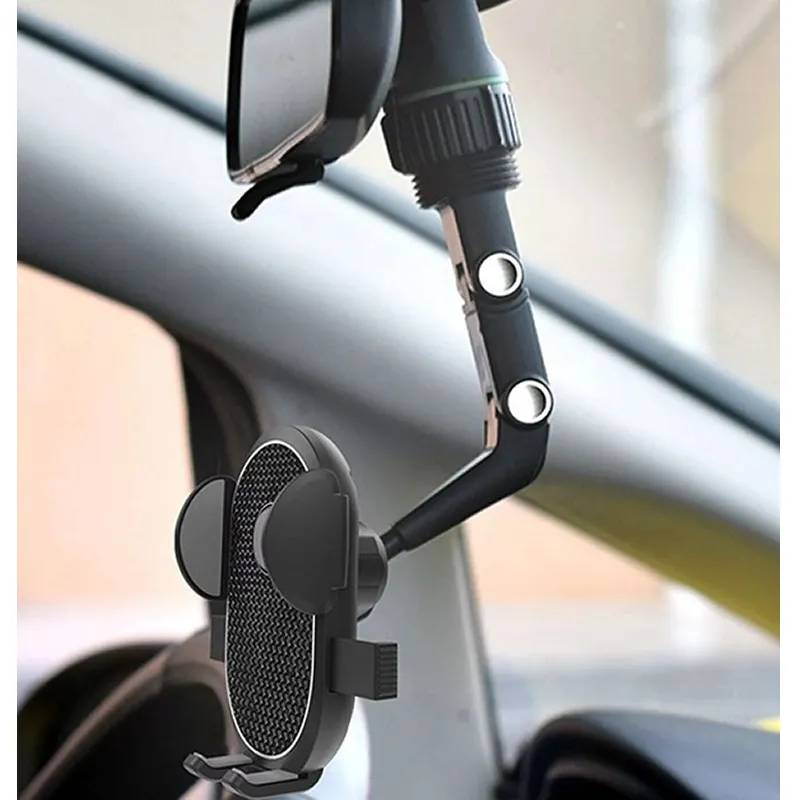 360 Degree Universal Adjustable Car Rearview Mirror Phone Holder- Bc-T18