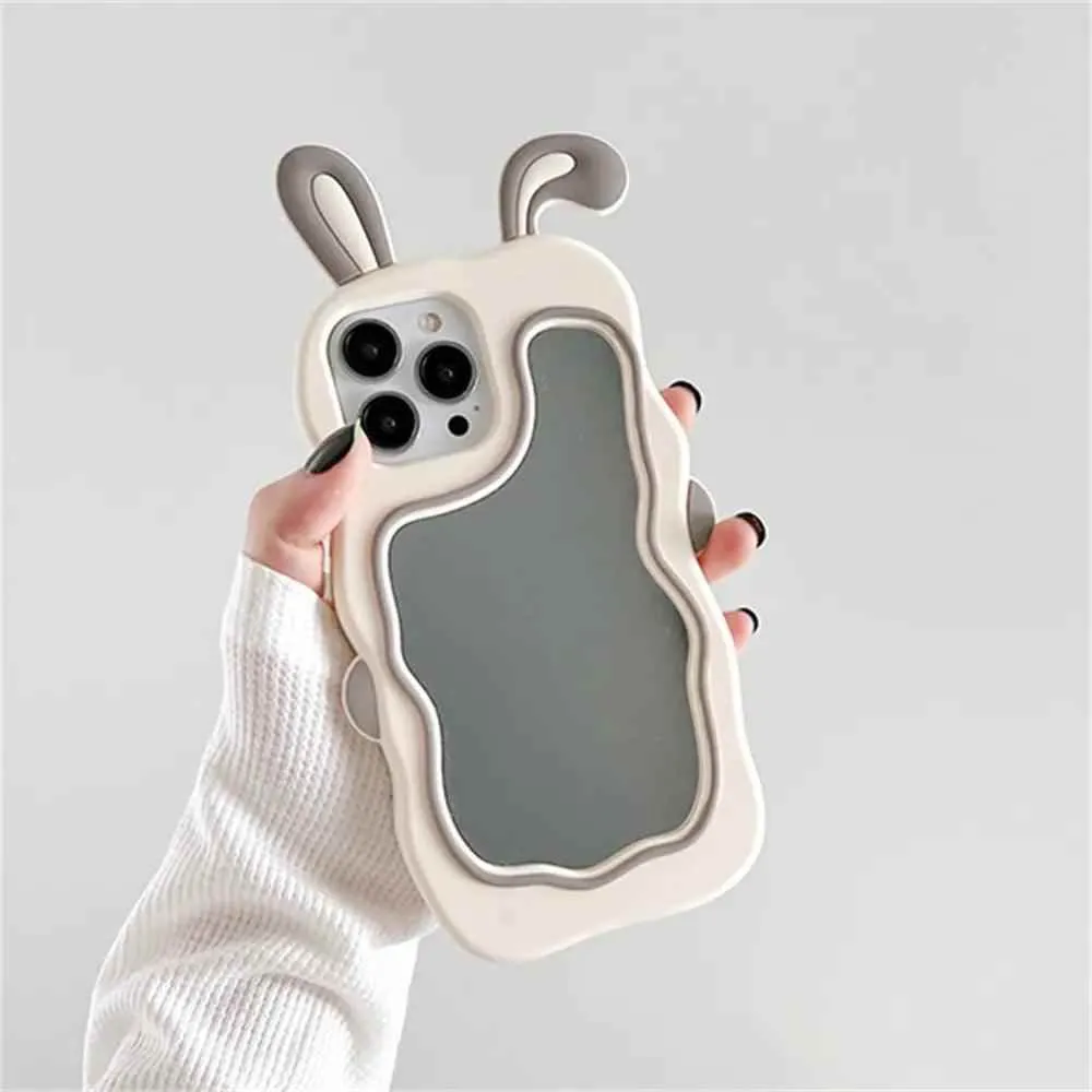 3D Rabbit Ear - Mirror Cover - Cute Phone Cases For iPhone 15, 14, 13, 11, 12 Pro Max, XS, XR, X, 7, 8 Plus