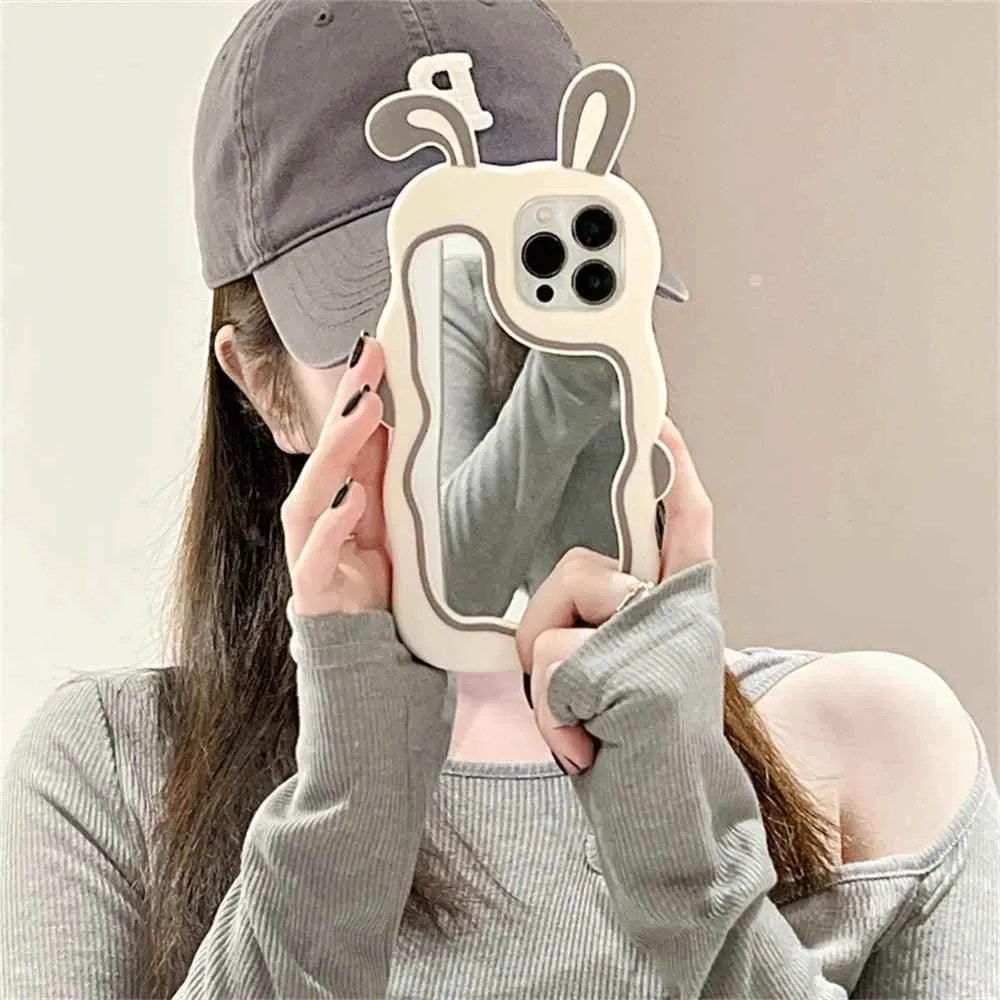 3D Rabbit Ear - Mirror Cover - Cute Phone Cases For iPhone 15, 14, 13, 11, 12 Pro Max, XS, XR, X, 7, 8 Plus