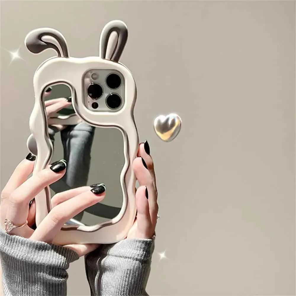 3D Rabbit Ear - Mirror Cover - Cute Phone Cases For iPhone 15, 14, 13, 11, 12 Pro Max, XS, XR, X, 7, 8 Plus