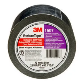 3M™ Venture Tape™ Reflective BOPP Tape 1507, Silver, 72 mm x 55 m, 16
rolls per case