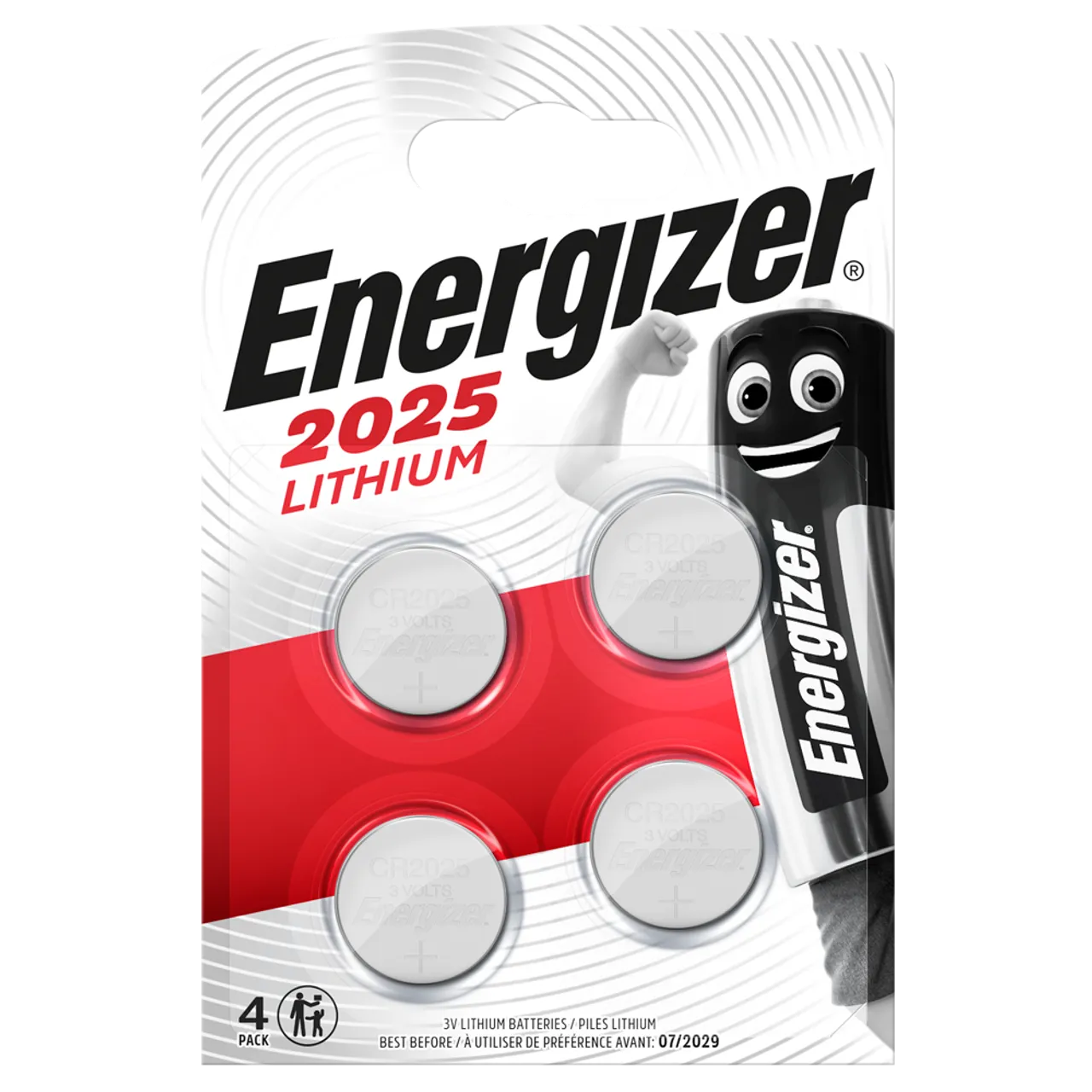 4x Energizer CR2025 Battery 3V DL2025 SB-T14 Citizen 205. 2.5mm x 20mm