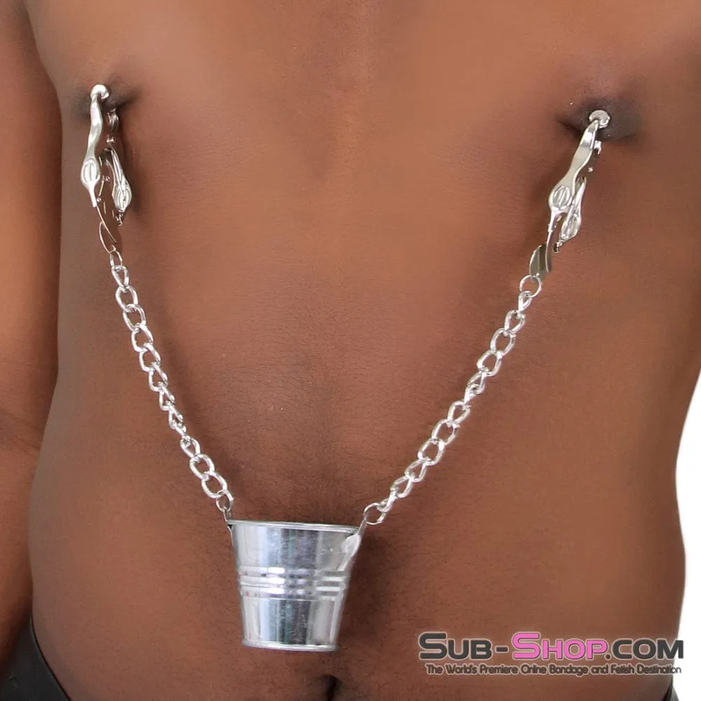 6875M      Slave's Burden Labia and Nipple Clamps with Weight Bucket - LAST CHANCE - Final Closeout!