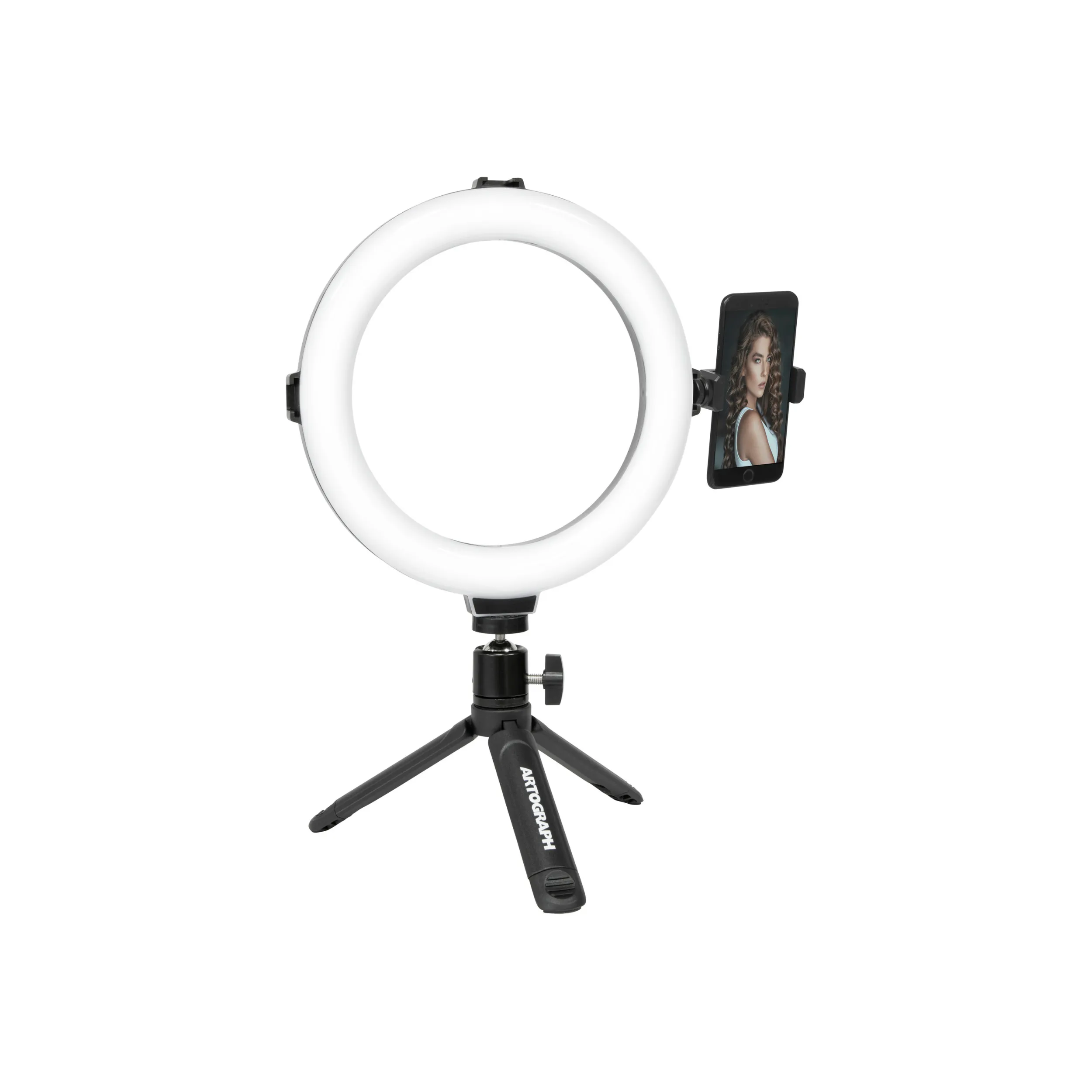 8-Inch Ring Light with Tabletop or Hand Held Tripod Stand and Phone Holder for Videos