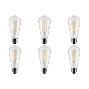 8W ST19 LED - Clear - Medium base - 90 CRI - 4000K - 120V - 6-Pack