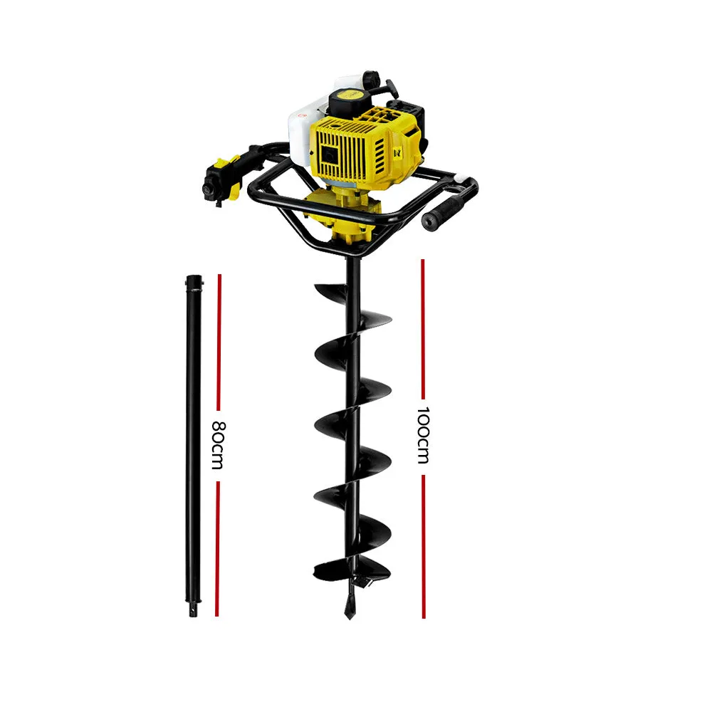 90CC Post Hole Digger 200mm Petrol Drill Auger Extension Bits