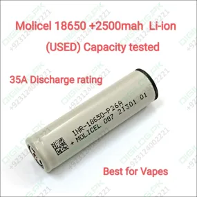 A Used Powerful And Long-lasting Battery Molicel 18650 Li-ion Battery  2500mah