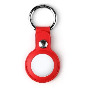 AirTags split leather cover with keyring - Red