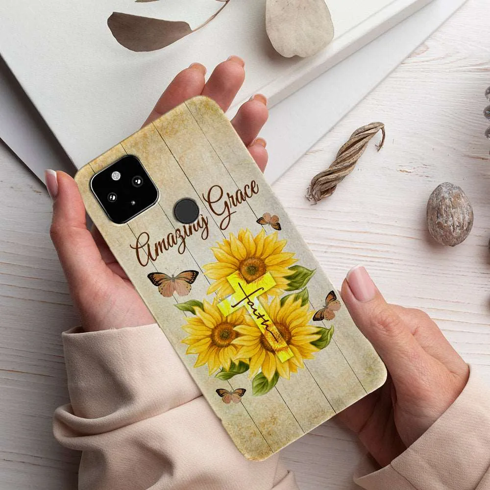 Amazing Grace - Sunflower - Christian Phone Case - Religious Phone Case - Bible Verse Phone Case - Ciaocustom