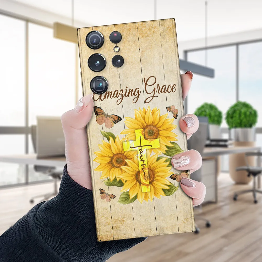 Amazing Grace - Sunflower - Christian Phone Case - Religious Phone Case - Bible Verse Phone Case - Ciaocustom