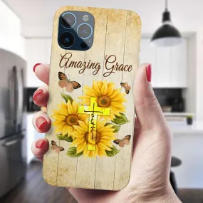 Amazing Grace - Sunflower - Christian Phone Case - Religious Phone Case - Bible Verse Phone Case - Ciaocustom