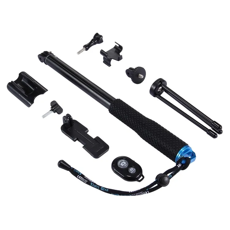 Anti-skid Extendable Self-portrait Handheld Diving Telescopic Monopod Holder Set with Phone Remote Controller & Tripod & Phone Holder for GoPro & Xiaoyi Camera & Smartphones, Full Length Max: about 1m(Blue)