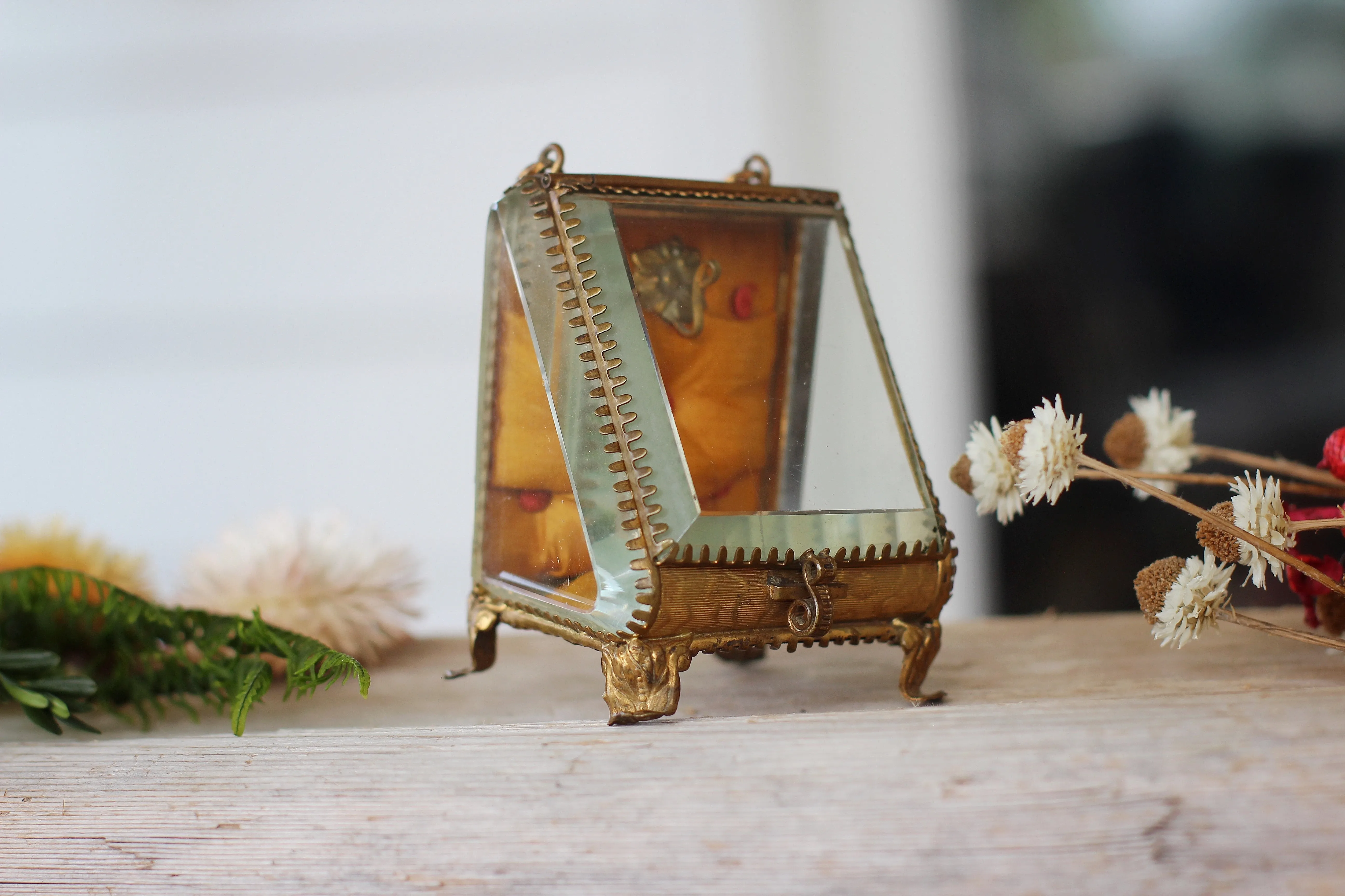 Antique Orange French Victorian Watch display case