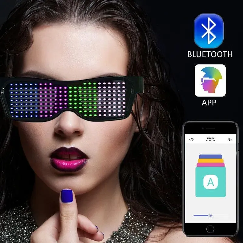 App Bluetooth Led Party Glasses Customized Languages Luminous Eyewear