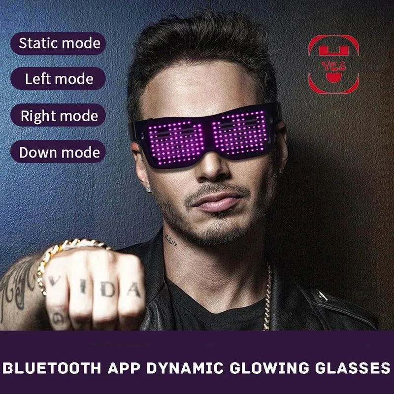 App Bluetooth Led Party Glasses Customized Languages Luminous Eyewear