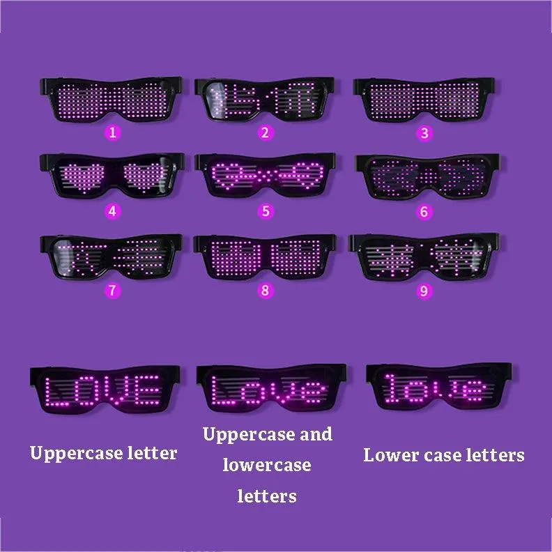 App Bluetooth Led Party Glasses Customized Languages Luminous Eyewear