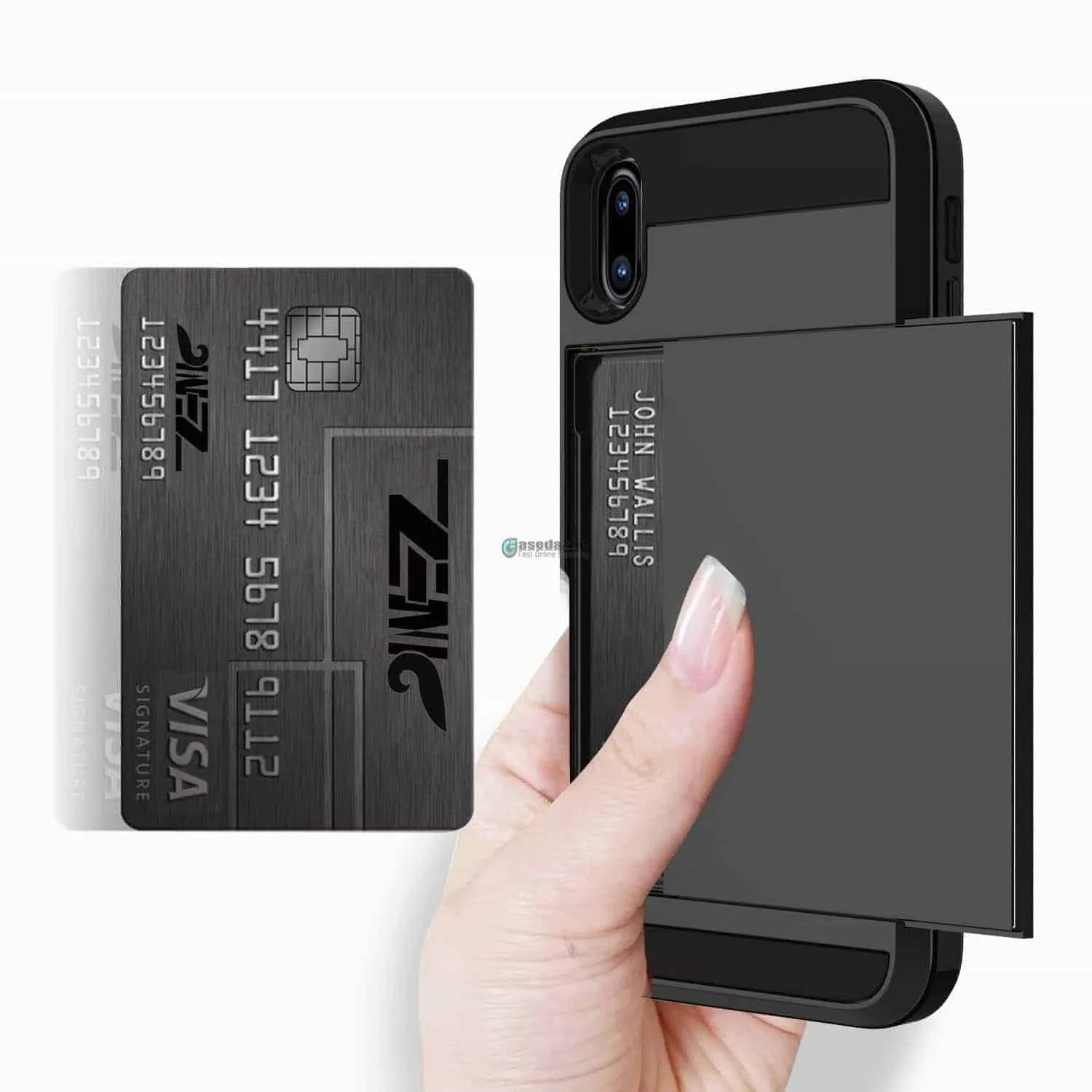 Apple iPhone 8 Credit Card Wallet Phone Case Black