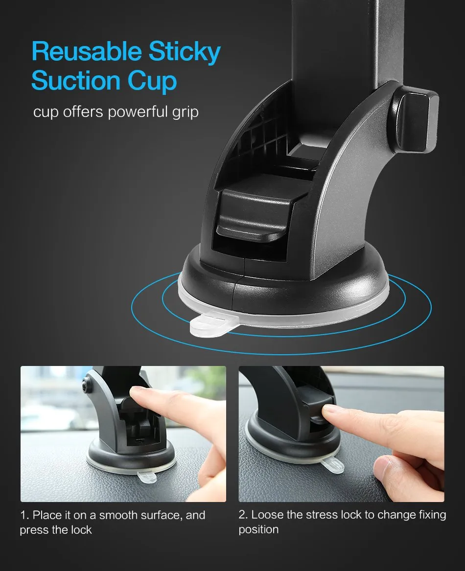 Automatically Locking Windshield Phone Mount, Universal Fit