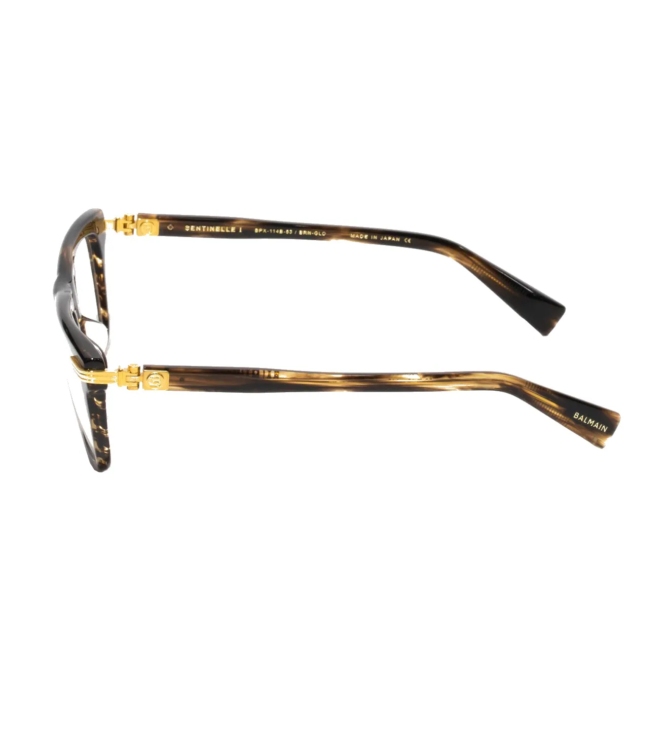 Balmain Unisex Brown Gold Square Optical Frame