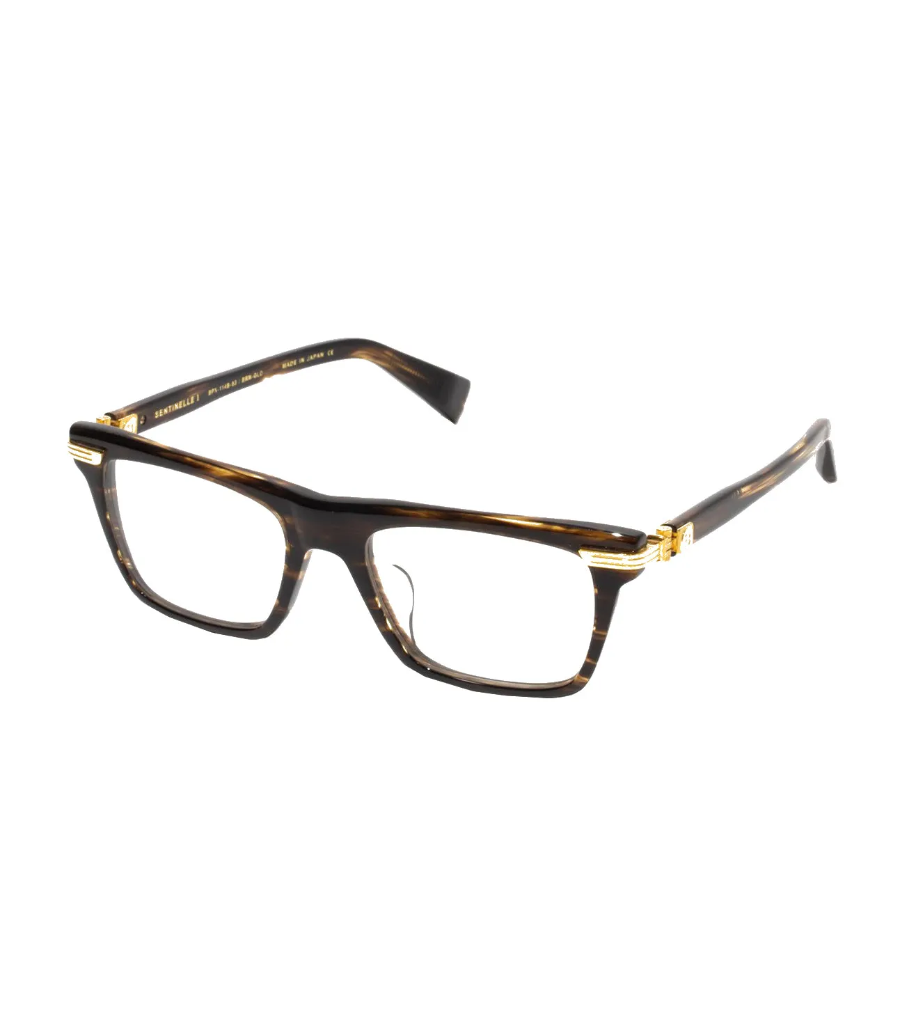 Balmain Unisex Brown Gold Square Optical Frame