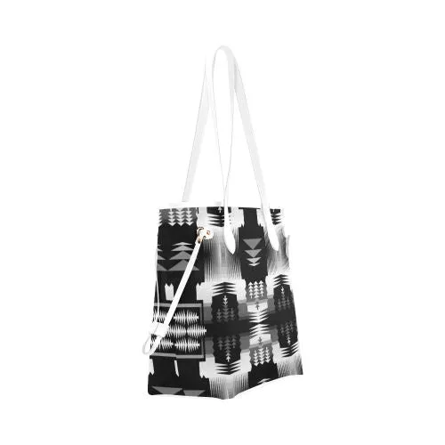 Black and White Sage Clover Canvas Tote Bag