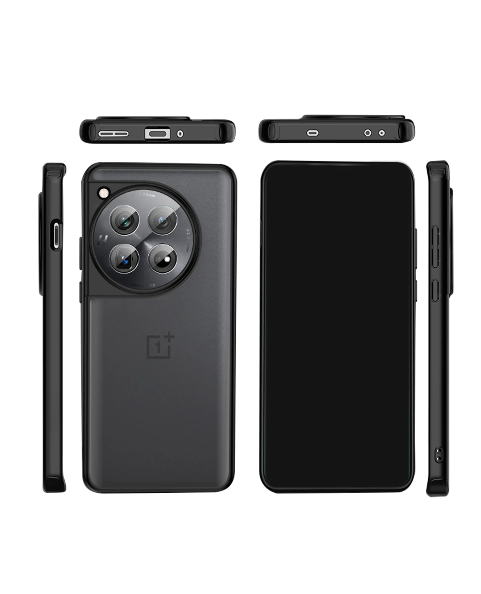 Black Frosted Clear Case Cover For OnePlus 12