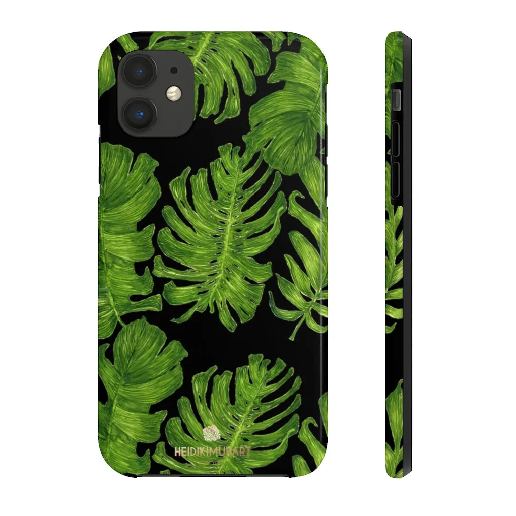 Black Tropical Leaf iPhone Case, Hawaiian Case Mate Tough Samsung Galaxy Phone Cases