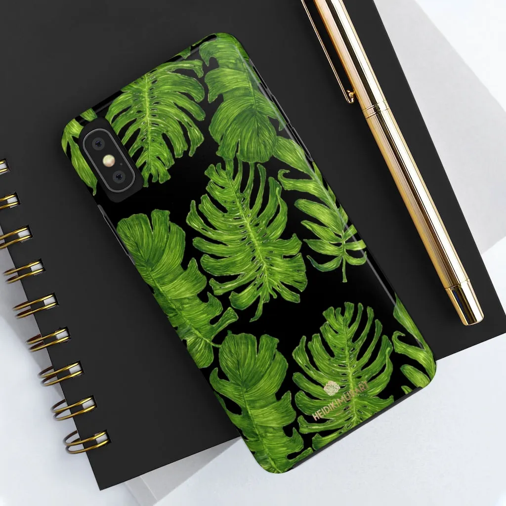 Black Tropical Leaf iPhone Case, Hawaiian Case Mate Tough Samsung Galaxy Phone Cases