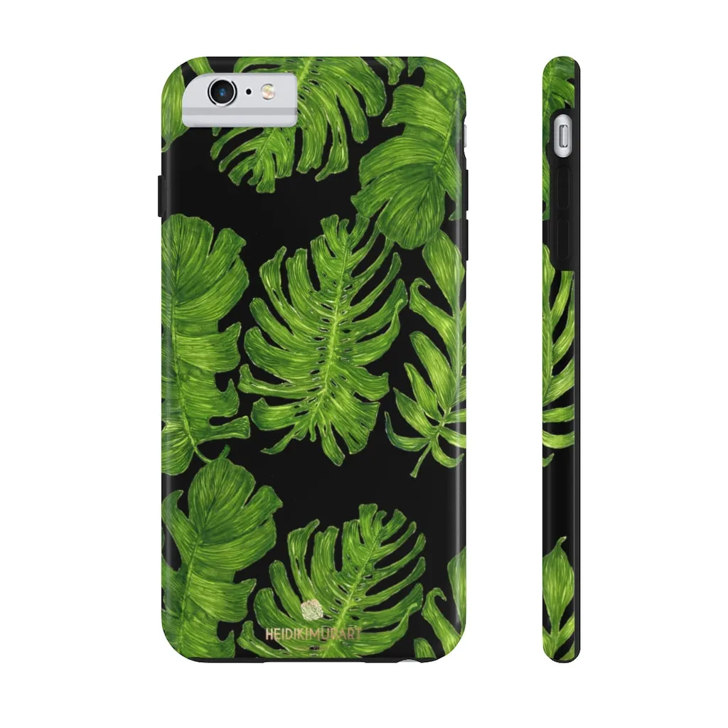 Black Tropical Leaf iPhone Case, Hawaiian Case Mate Tough Samsung Galaxy Phone Cases