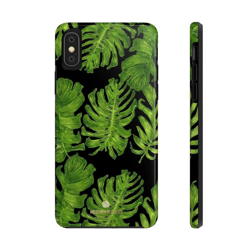 Black Tropical Leaf iPhone Case, Hawaiian Case Mate Tough Samsung Galaxy Phone Cases