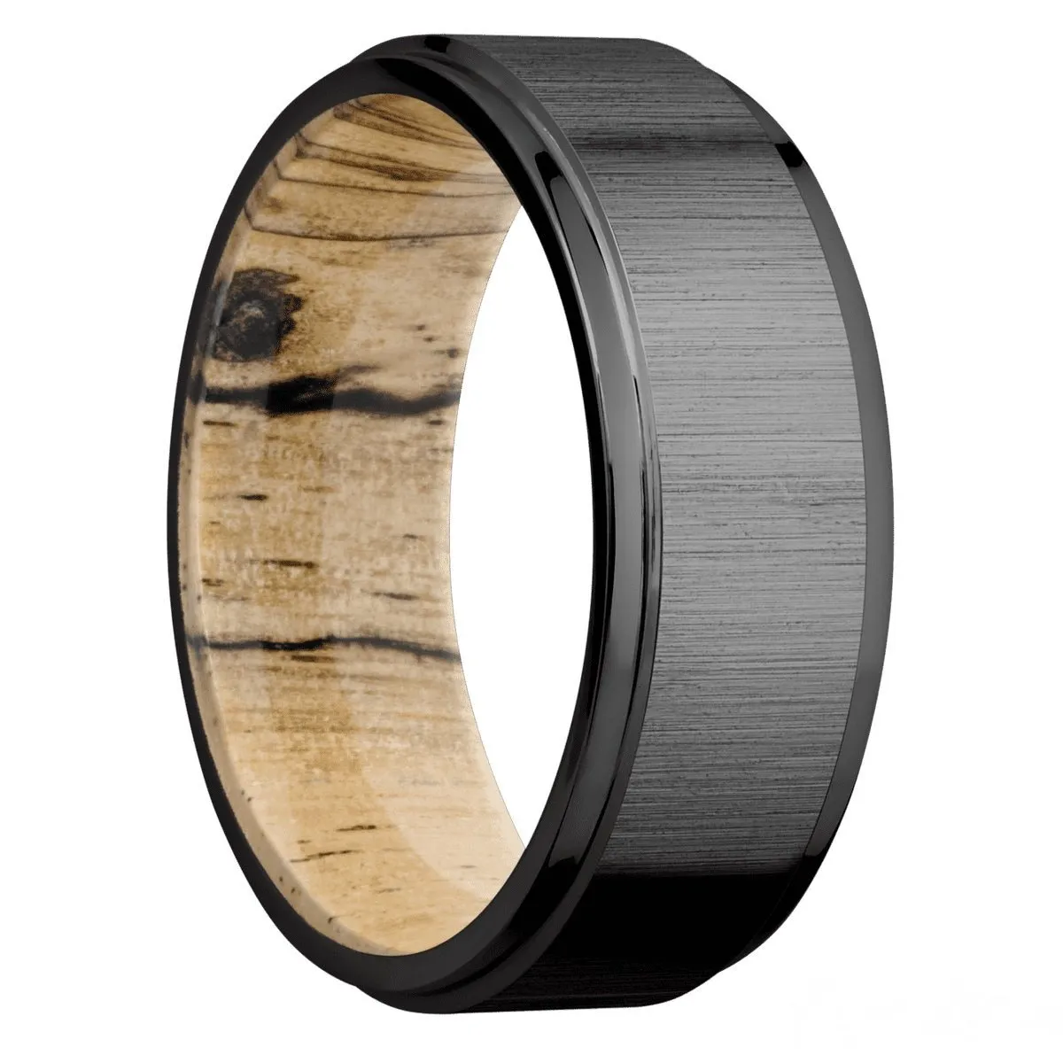 Black Zirconium Band With Spalted Tamarind Sleeve 8mm