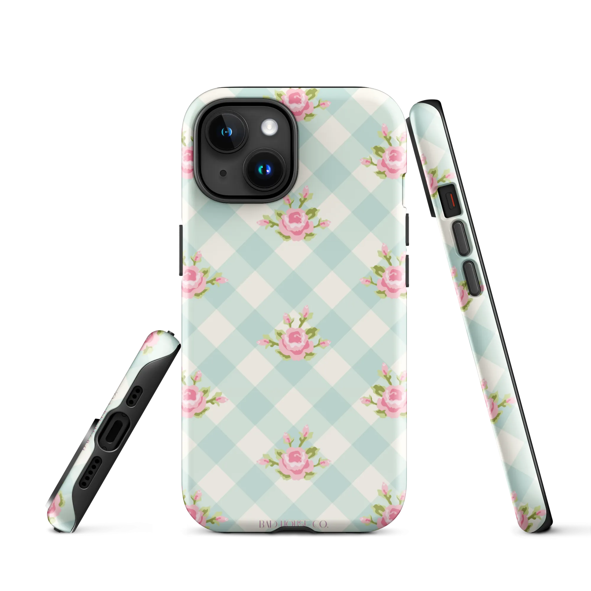 Blue Gingham Rose - iPhone® Tough Case