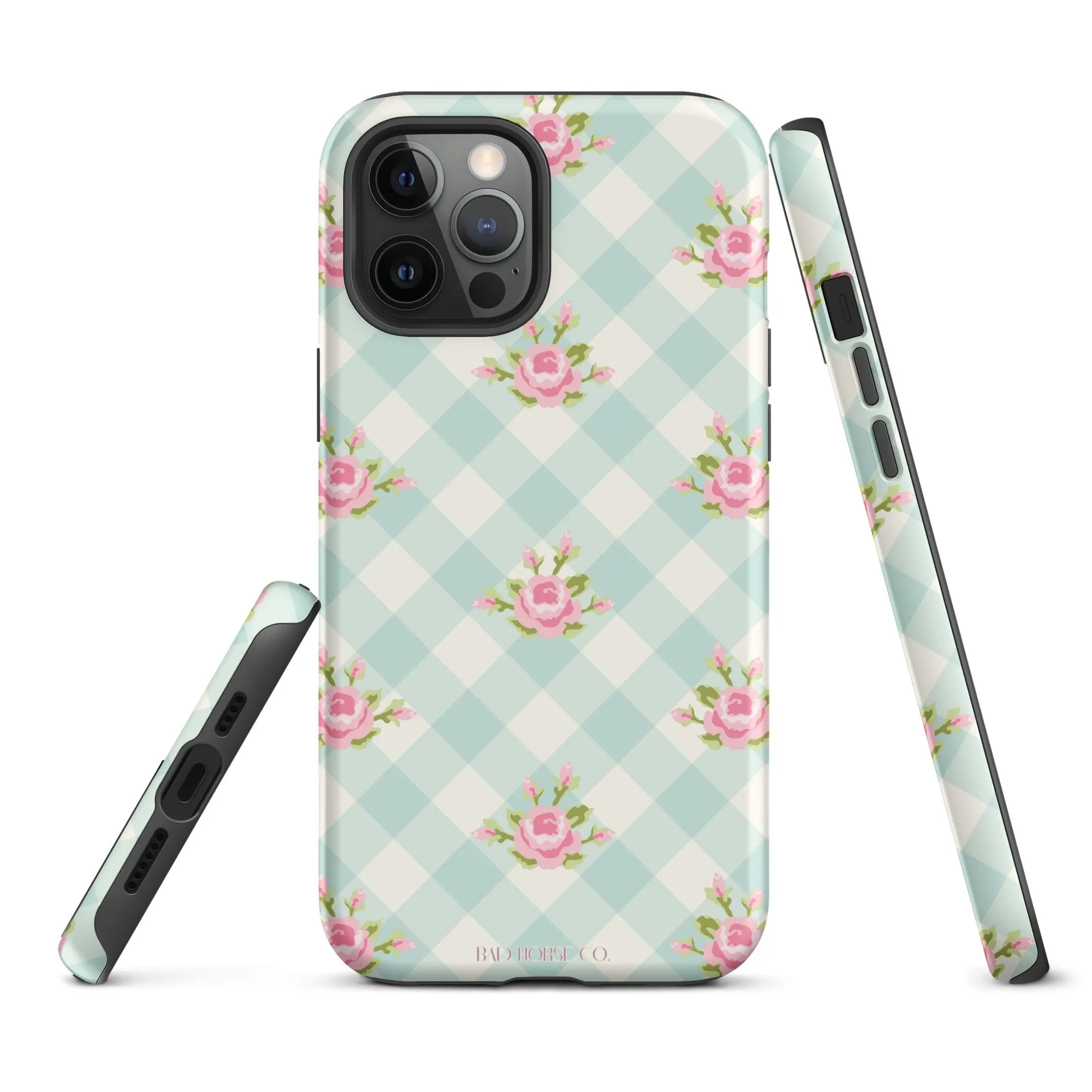 Blue Gingham Rose - iPhone® Tough Case