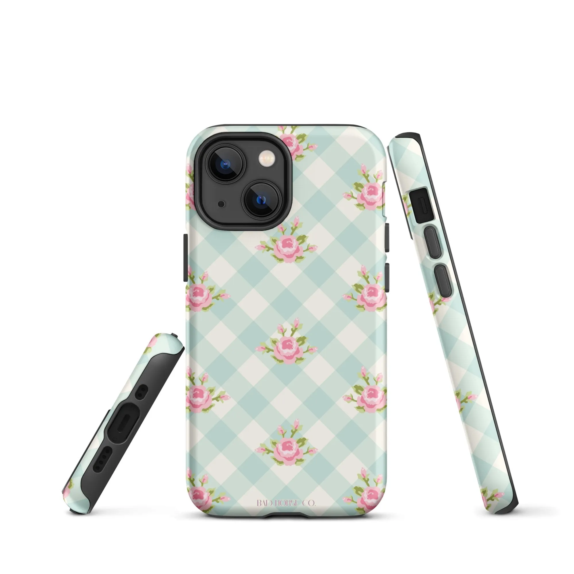 Blue Gingham Rose - iPhone® Tough Case