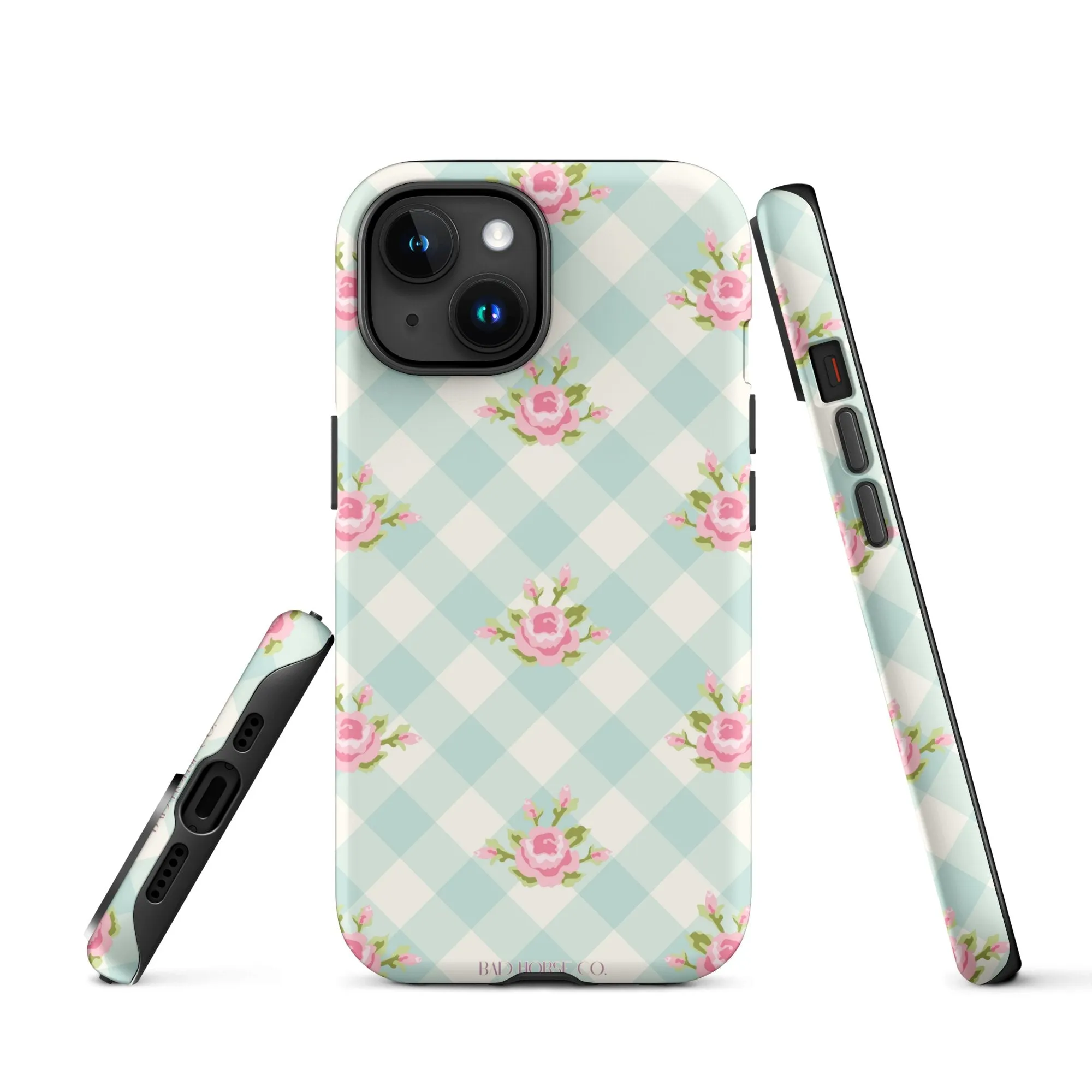 Blue Gingham Rose - iPhone® Tough Case