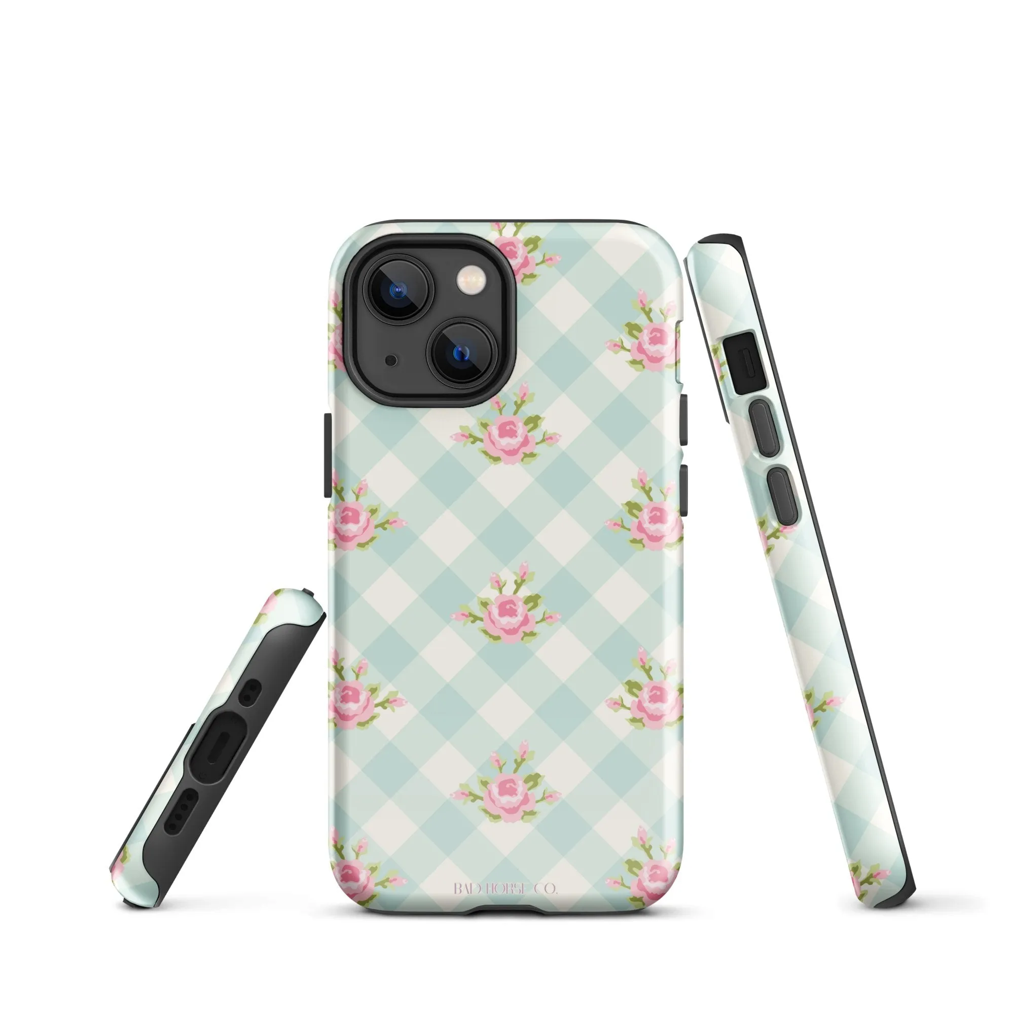 Blue Gingham Rose - iPhone® Tough Case