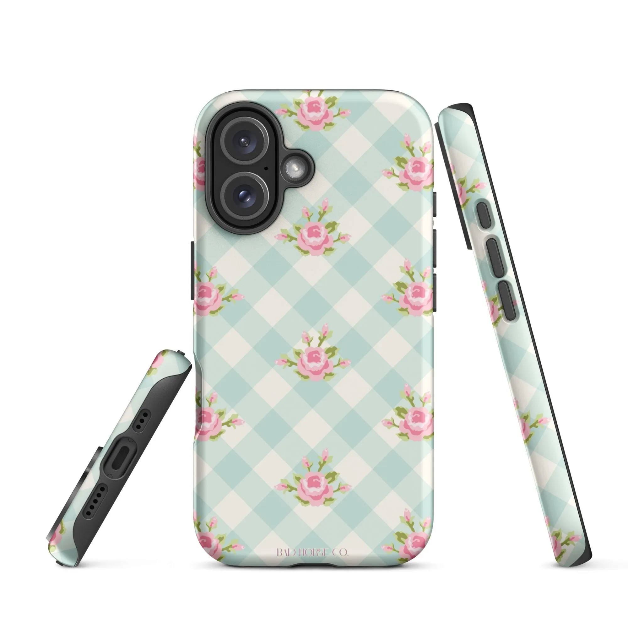 Blue Gingham Rose - iPhone® Tough Case