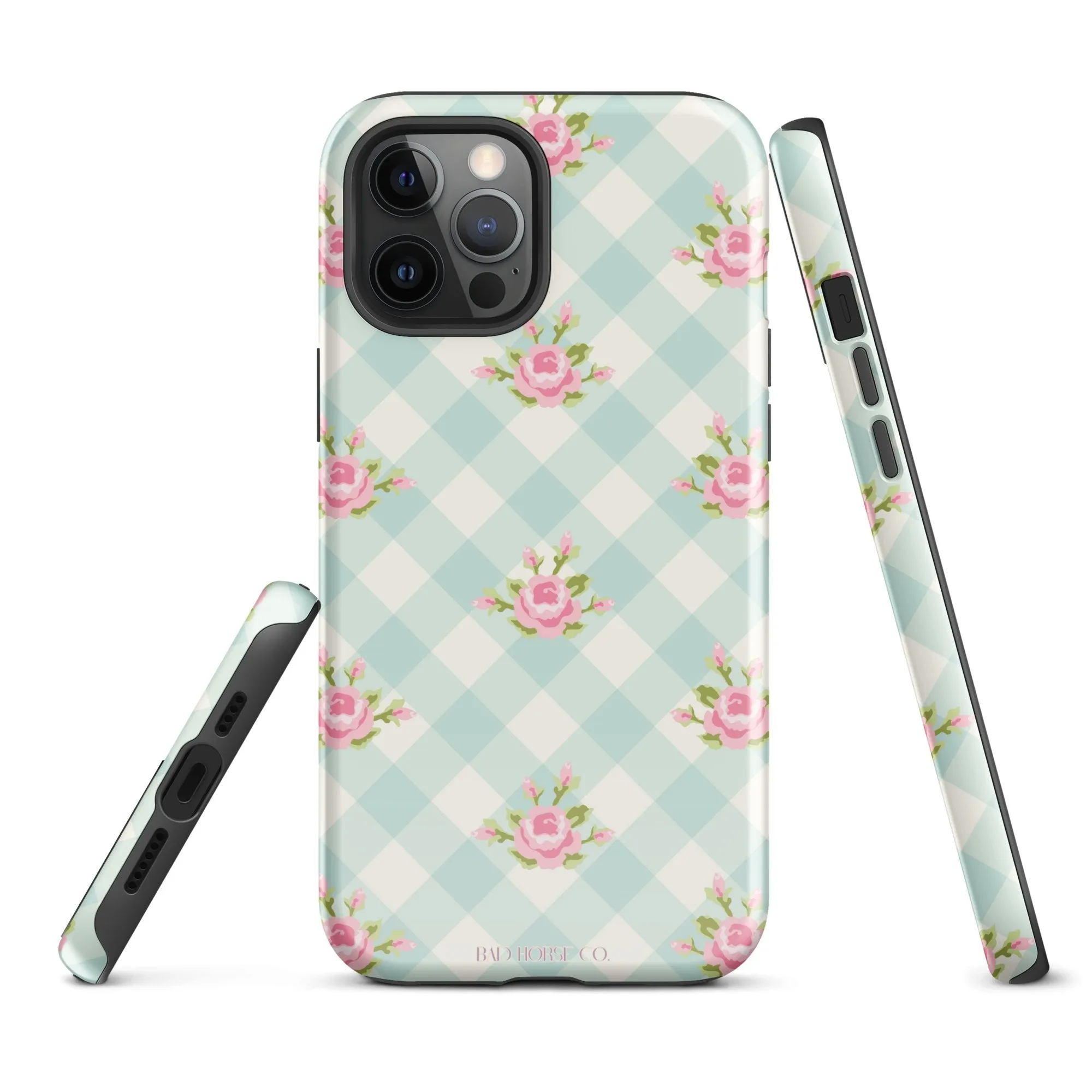 Blue Gingham Rose - iPhone® Tough Case