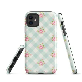 Blue Gingham Rose - iPhone® Tough Case