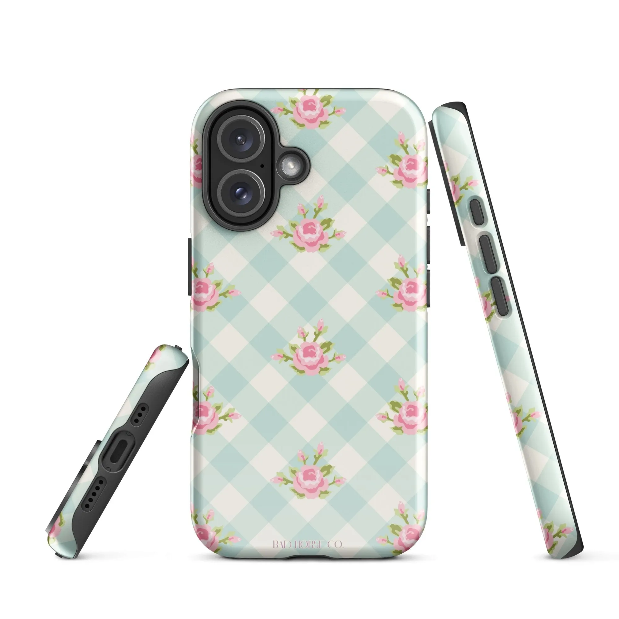 Blue Gingham Rose - iPhone® Tough Case