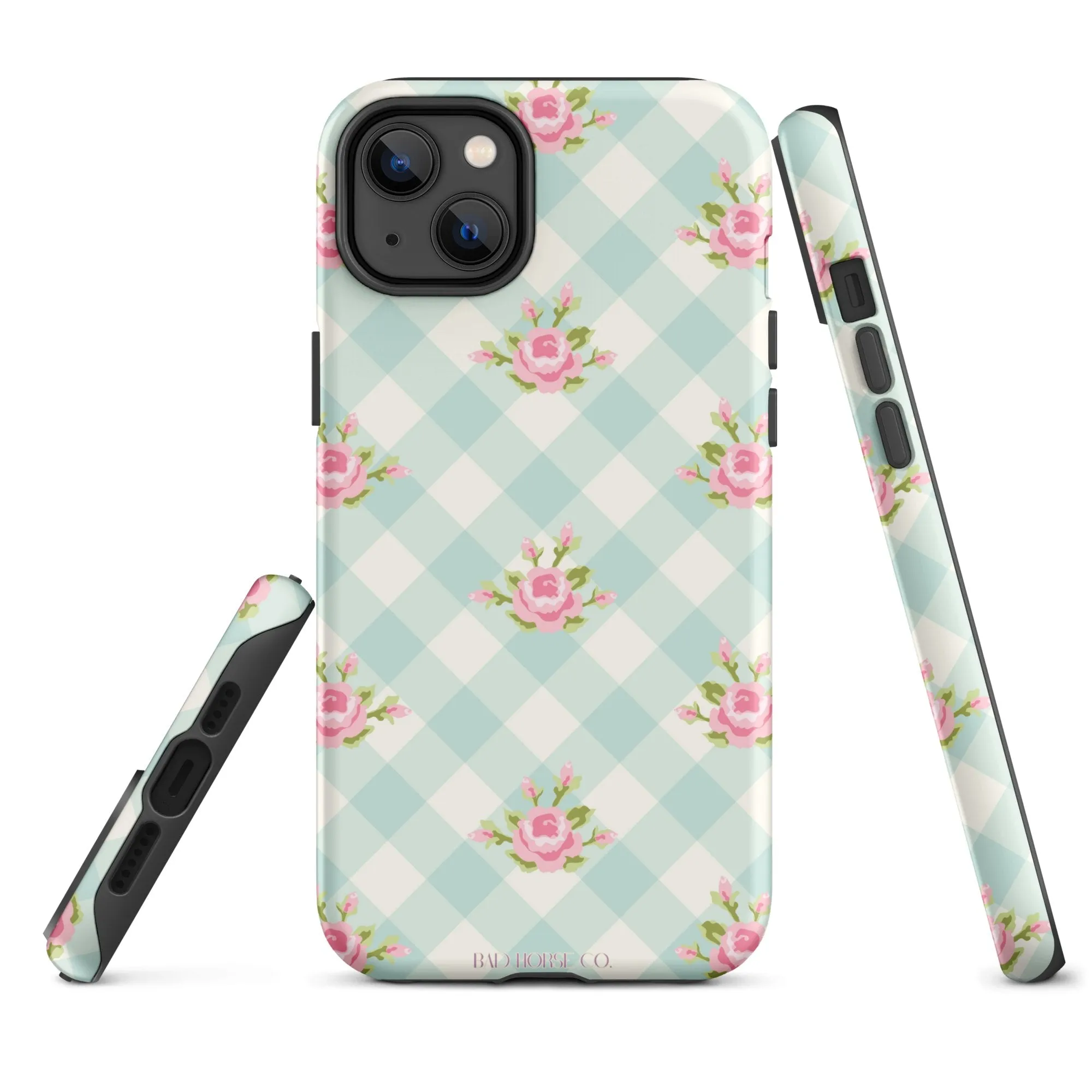 Blue Gingham Rose - iPhone® Tough Case