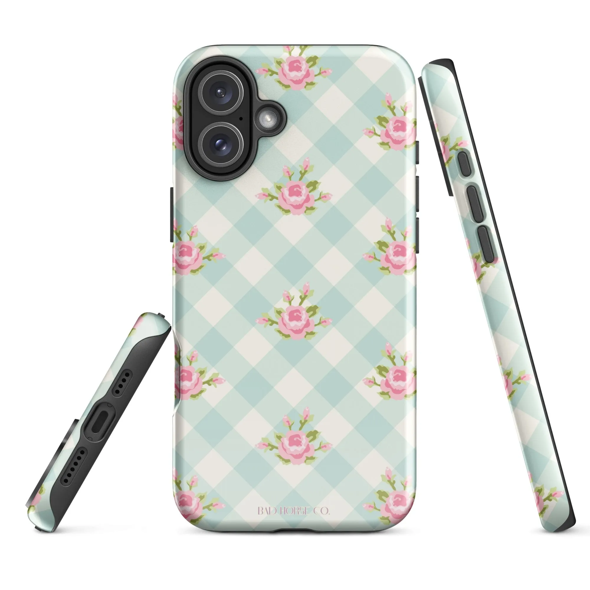 Blue Gingham Rose - iPhone® Tough Case