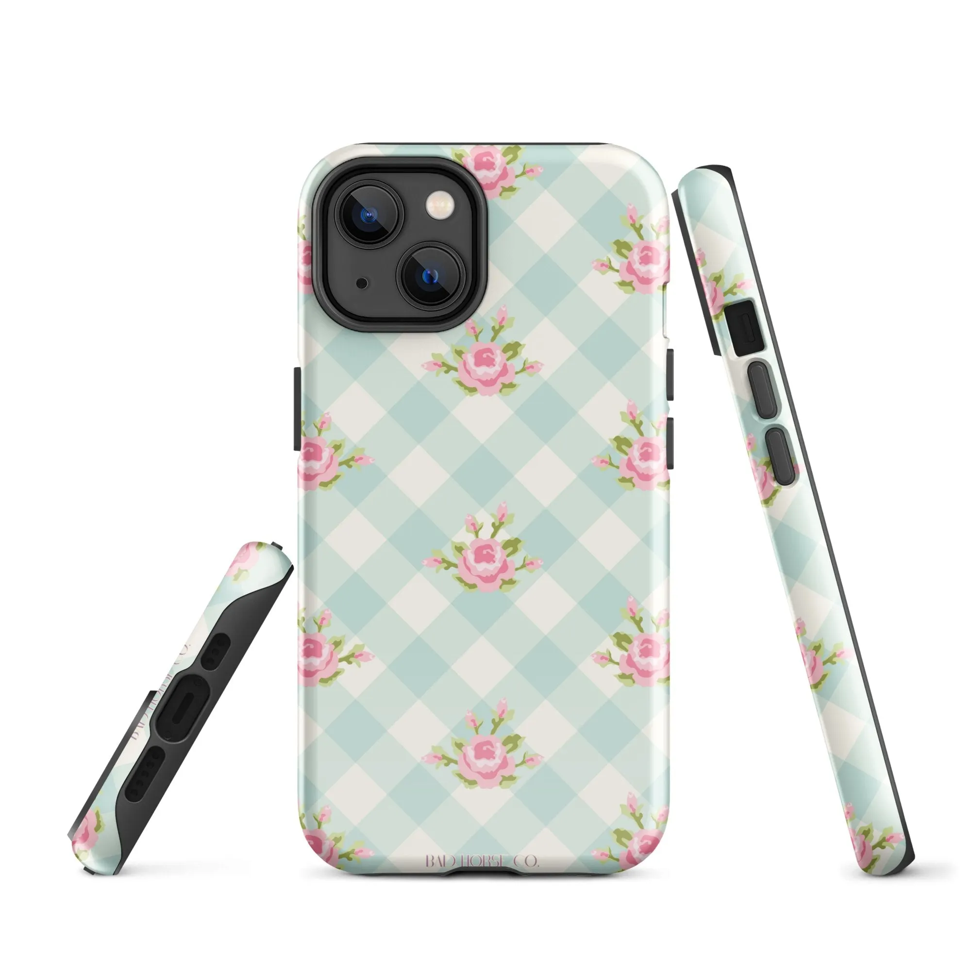 Blue Gingham Rose - iPhone® Tough Case