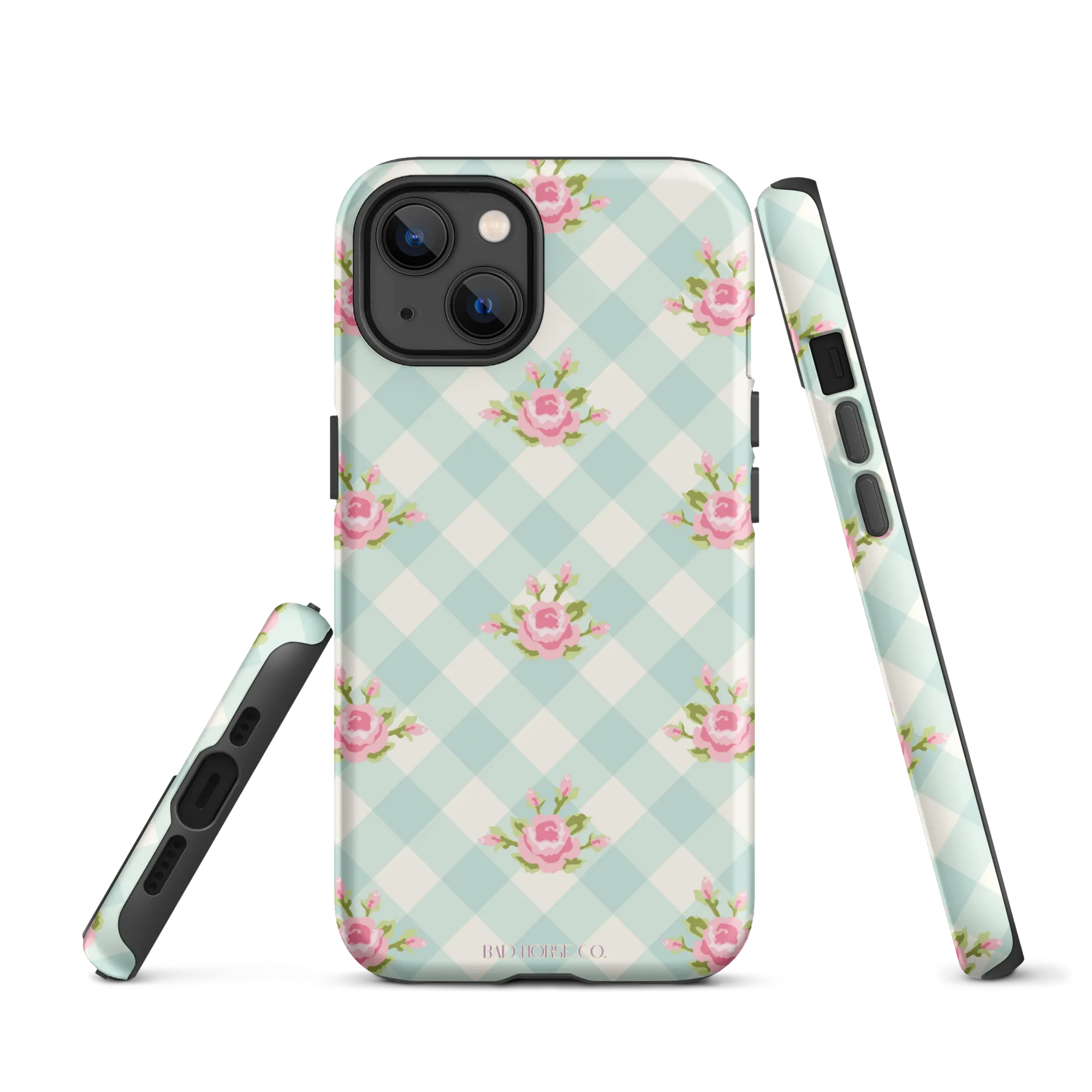 Blue Gingham Rose - iPhone® Tough Case