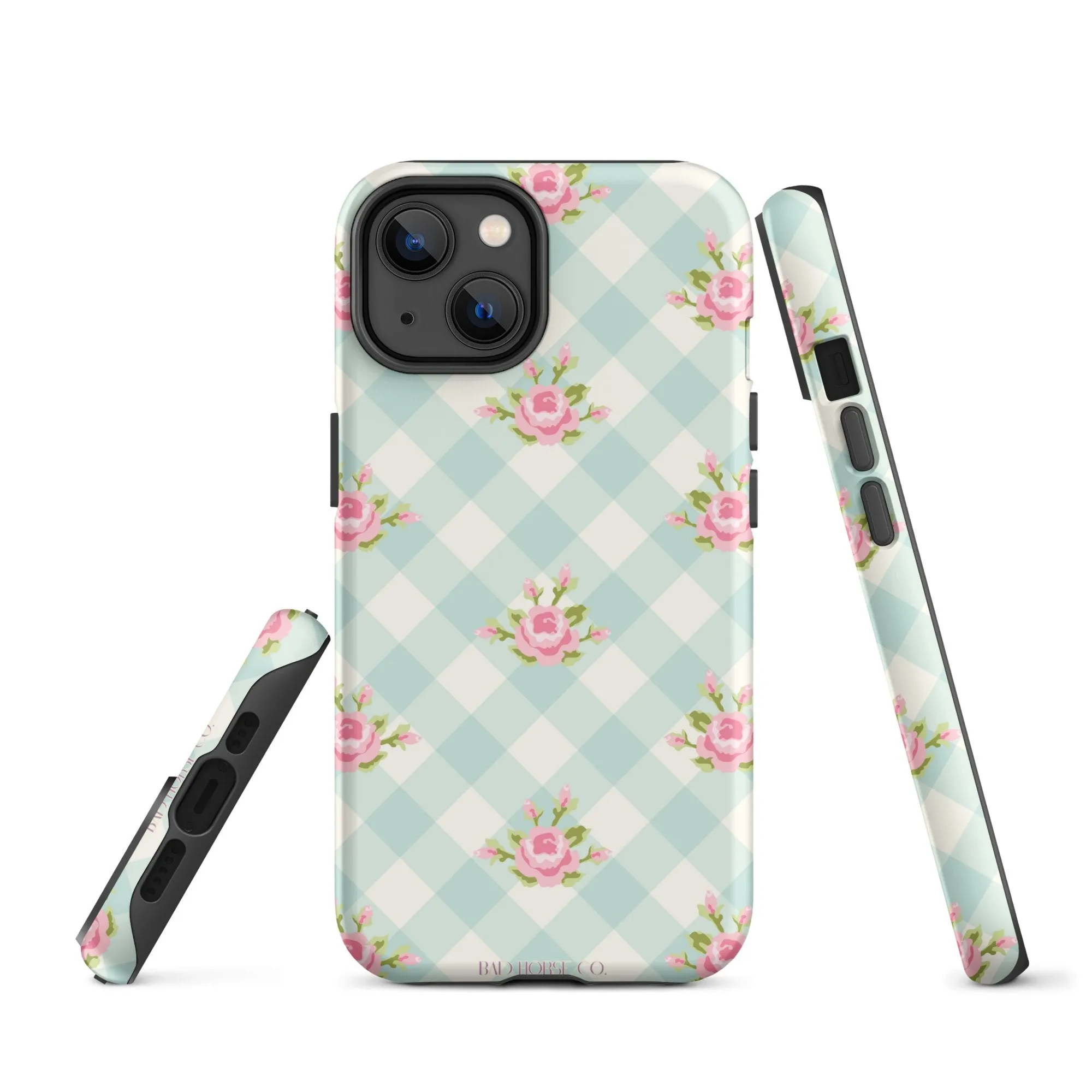 Blue Gingham Rose - iPhone® Tough Case