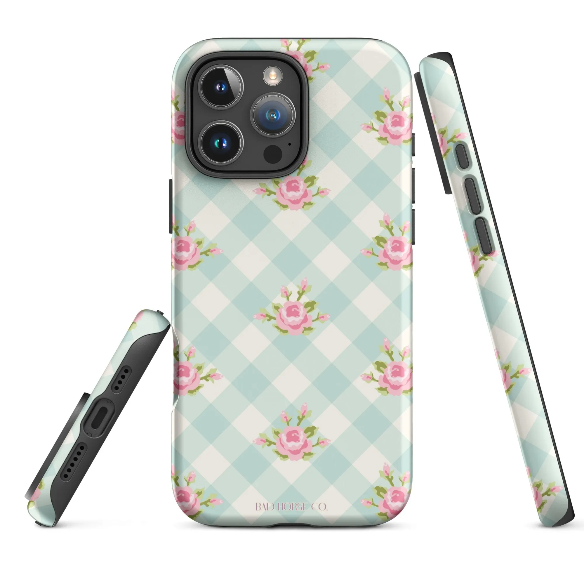 Blue Gingham Rose - iPhone® Tough Case